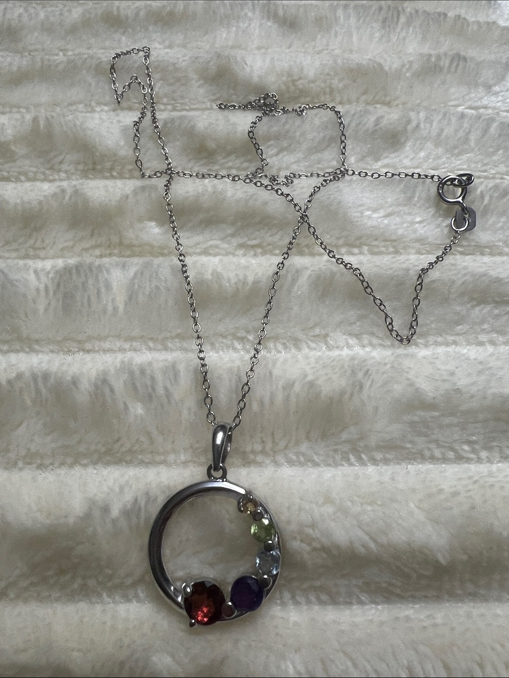 18” Semi-precious gemstone necklace set in sterling silver